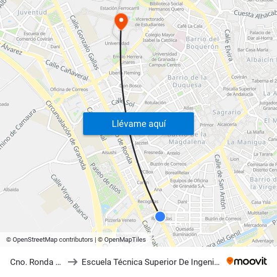 Cno. Ronda 60 - Recogidas to Escuela Técnica Superior De Ingeniería De Caminos, Canales Y Puertos map