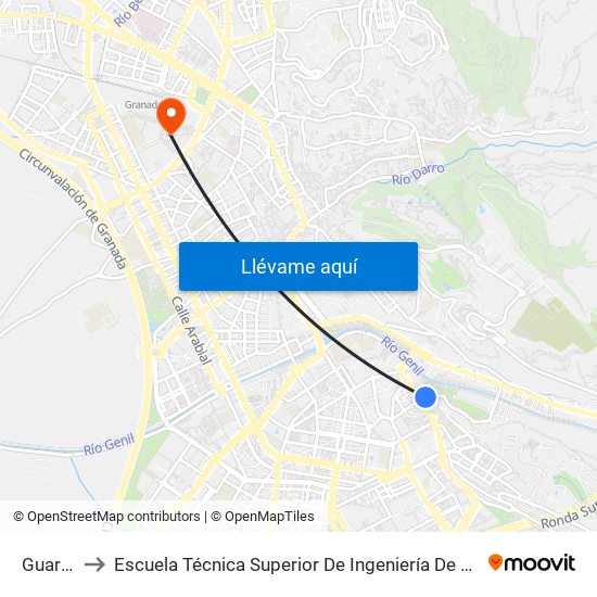 Guarnón 1 to Escuela Técnica Superior De Ingeniería De Caminos, Canales Y Puertos map