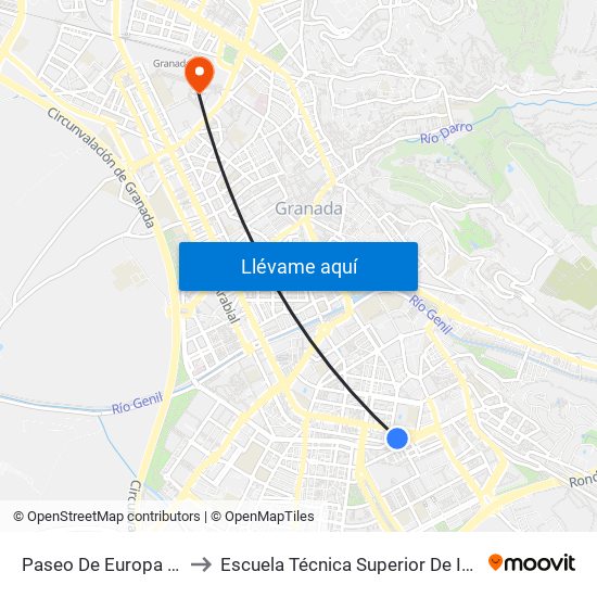 Paseo De Europa - Fte Colegio García Lorca to Escuela Técnica Superior De Ingeniería De Caminos, Canales Y Puertos map