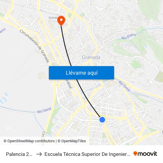 Palencia 20 - Merca 80 to Escuela Técnica Superior De Ingeniería De Caminos, Canales Y Puertos map