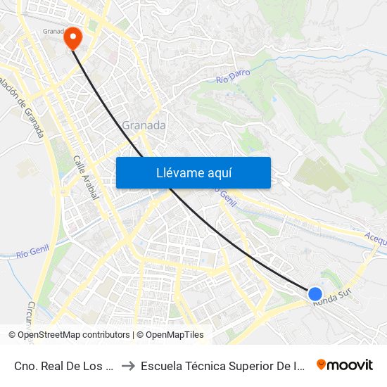 Cno. Real De Los Neveros - Fte Aconcagua to Escuela Técnica Superior De Ingeniería De Caminos, Canales Y Puertos map