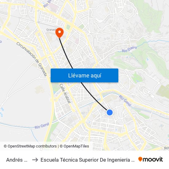 Andrés Segovia 1 to Escuela Técnica Superior De Ingeniería De Caminos, Canales Y Puertos map