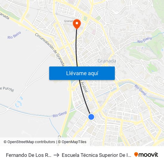 Fernando De Los Ríos - Parque Cruz De Lagos to Escuela Técnica Superior De Ingeniería De Caminos, Canales Y Puertos map