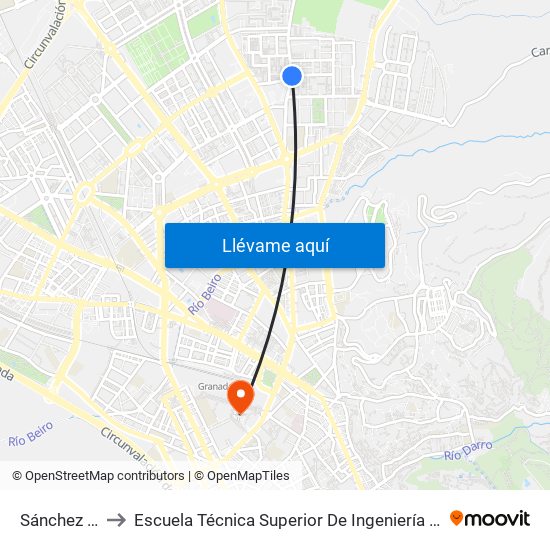 Sánchez Cotán 28 to Escuela Técnica Superior De Ingeniería De Caminos, Canales Y Puertos map