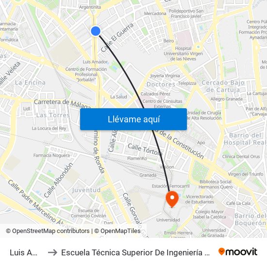 Luis Amador 22 to Escuela Técnica Superior De Ingeniería De Caminos, Canales Y Puertos map