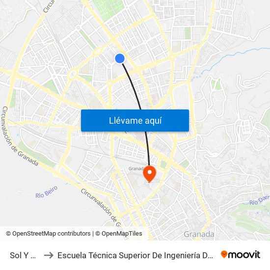 Sol Y Sombra to Escuela Técnica Superior De Ingeniería De Caminos, Canales Y Puertos map