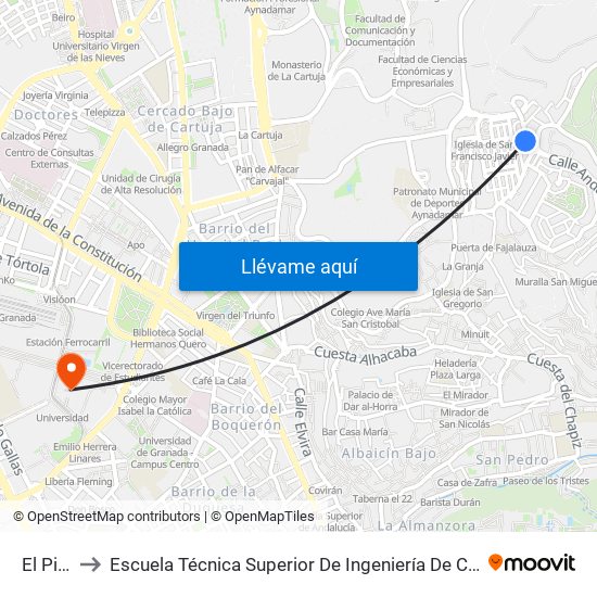 El Pinar 5 to Escuela Técnica Superior De Ingeniería De Caminos, Canales Y Puertos map