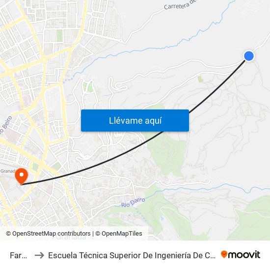 Fargue 2 to Escuela Técnica Superior De Ingeniería De Caminos, Canales Y Puertos map