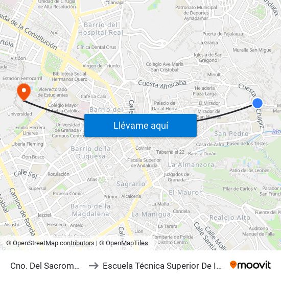 Cno. Del Sacromonte 1- Peso De La Harina to Escuela Técnica Superior De Ingeniería De Caminos, Canales Y Puertos map