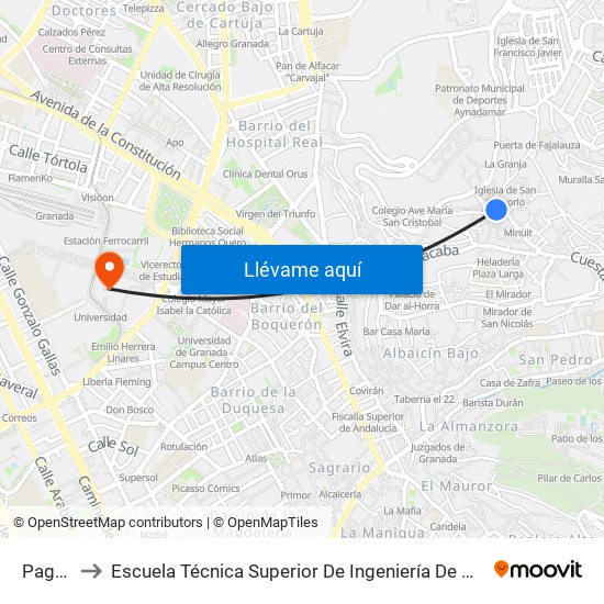 Pagés 16 to Escuela Técnica Superior De Ingeniería De Caminos, Canales Y Puertos map