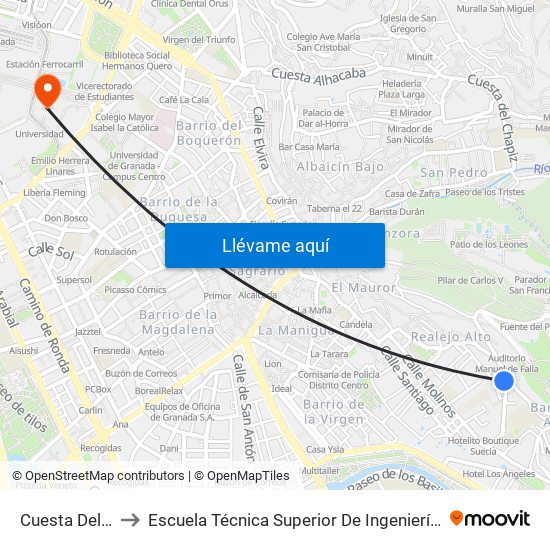 Cuesta Del Caidero 10 to Escuela Técnica Superior De Ingeniería De Caminos, Canales Y Puertos map