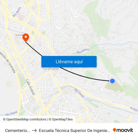 Cementerio De San José to Escuela Técnica Superior De Ingeniería De Caminos, Canales Y Puertos map