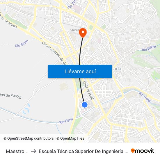 Maestro Montero to Escuela Técnica Superior De Ingeniería De Caminos, Canales Y Puertos map