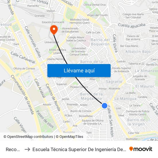 Recogidas 5 to Escuela Técnica Superior De Ingeniería De Caminos, Canales Y Puertos map