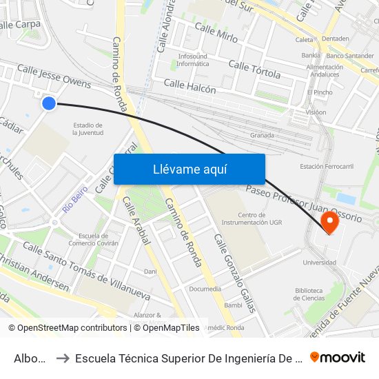 Albondón 4 to Escuela Técnica Superior De Ingeniería De Caminos, Canales Y Puertos map