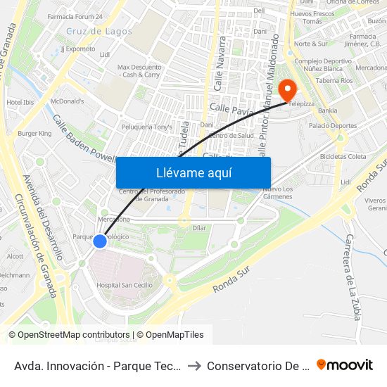 Avda. Innovación - Parque Tecnológico to Conservatorio De Danza map