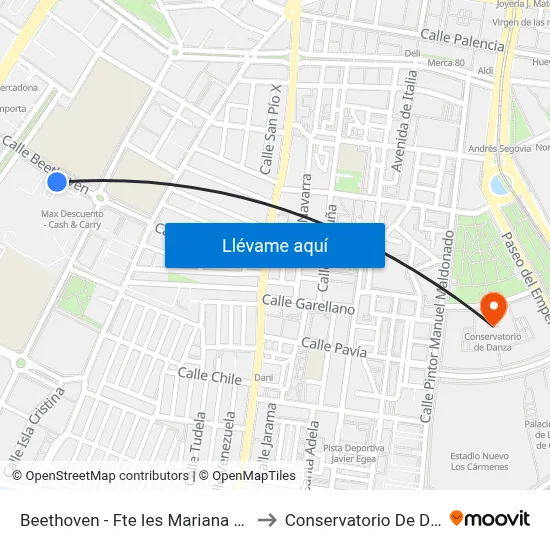 Beethoven - Fte Ies Mariana Pineda to Conservatorio De Danza map
