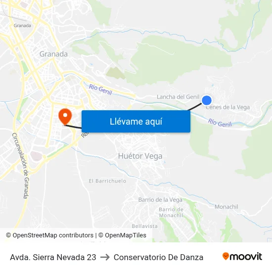 Avda. Sierra Nevada 23 to Conservatorio De Danza map