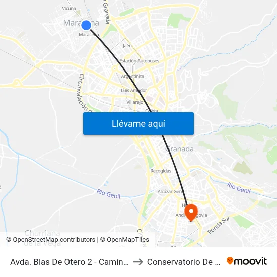Avda. Blas De Otero 2 - Camino Nuevo to Conservatorio De Danza map
