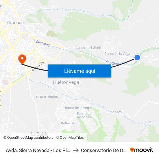 Avda.  Sierra Nevada - Los Pinillos to Conservatorio De Danza map