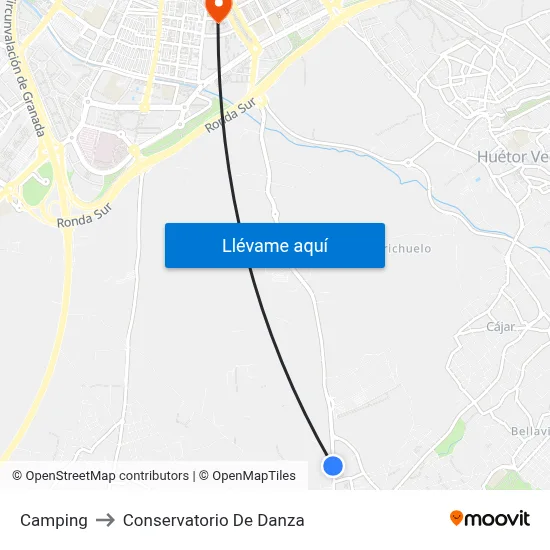 Camping to Conservatorio De Danza map