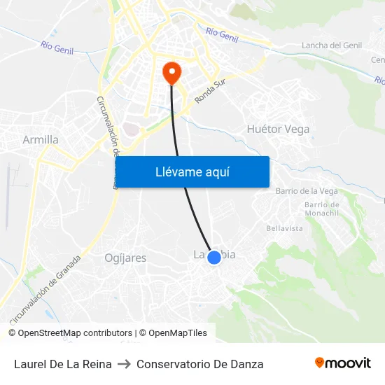Laurel De La Reina to Conservatorio De Danza map