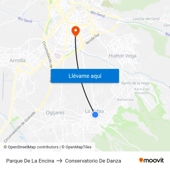 Parque De La Encina to Conservatorio De Danza map