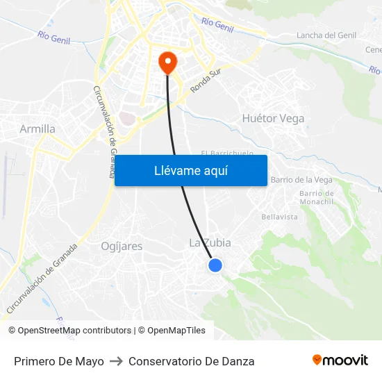 Primero De Mayo to Conservatorio De Danza map