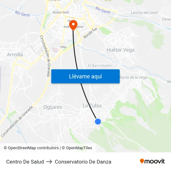 Centro De Salud to Conservatorio De Danza map