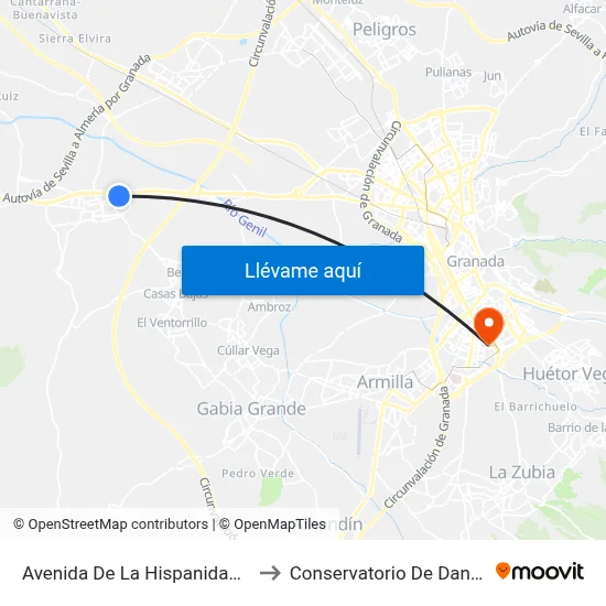Avenida De La Hispanidad 1 to Conservatorio De Danza map