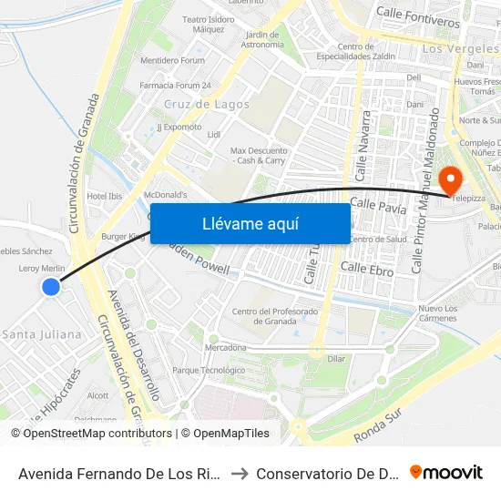 Avenida Fernando De Los Rios, 91 to Conservatorio De Danza map