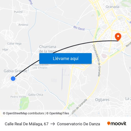 Calle Real De Málaga, 67 to Conservatorio De Danza map