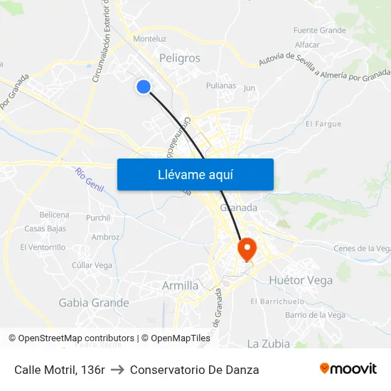 Calle Motril, 136r to Conservatorio De Danza map