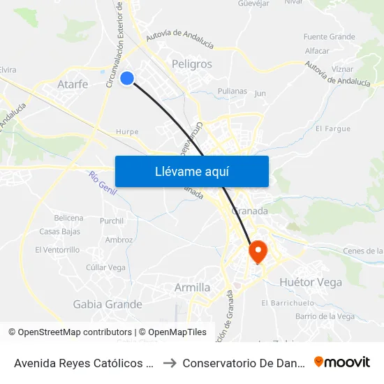 Avenida Reyes Católicos 64 to Conservatorio De Danza map