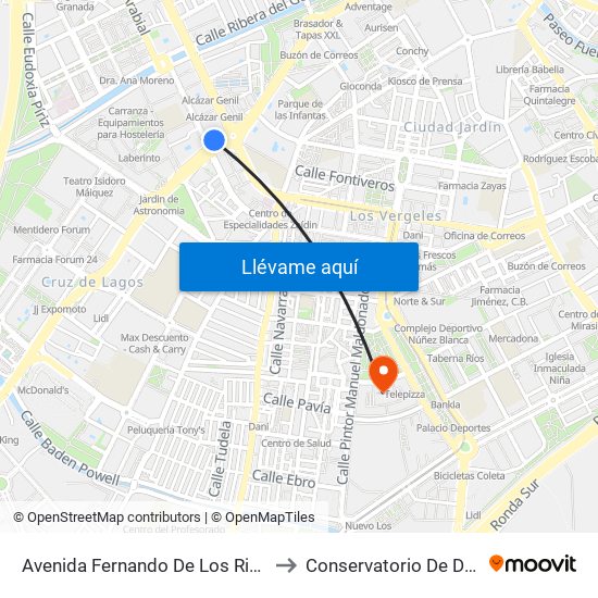 Avenida Fernando De Los Rios, 55 to Conservatorio De Danza map