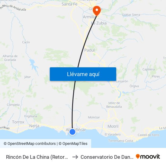 Rincón De La China (Retorno) to Conservatorio De Danza map