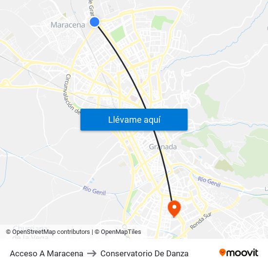 Acceso A Maracena to Conservatorio De Danza map