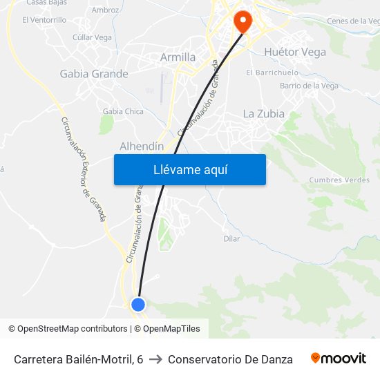 Carretera Bailén-Motril, 6 to Conservatorio De Danza map