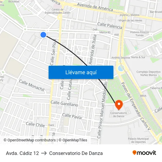 Avda. Cádiz 12 to Conservatorio De Danza map