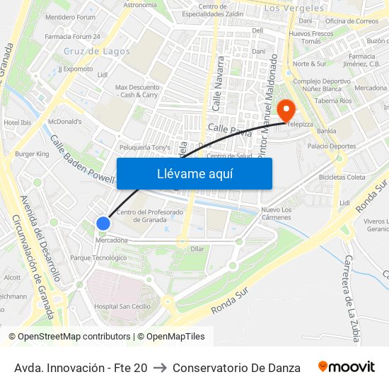 Avda. Innovación - Fte 20 to Conservatorio De Danza map