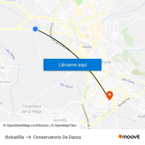 Bobadilla to Conservatorio De Danza map