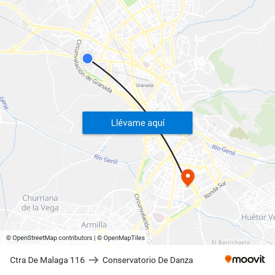 Ctra De Malaga 116 to Conservatorio De Danza map