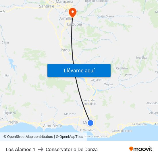 Los Alamos 1 to Conservatorio De Danza map