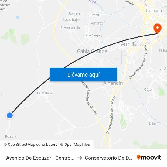 Avenida De Escúzar - Centro Citai to Conservatorio De Danza map