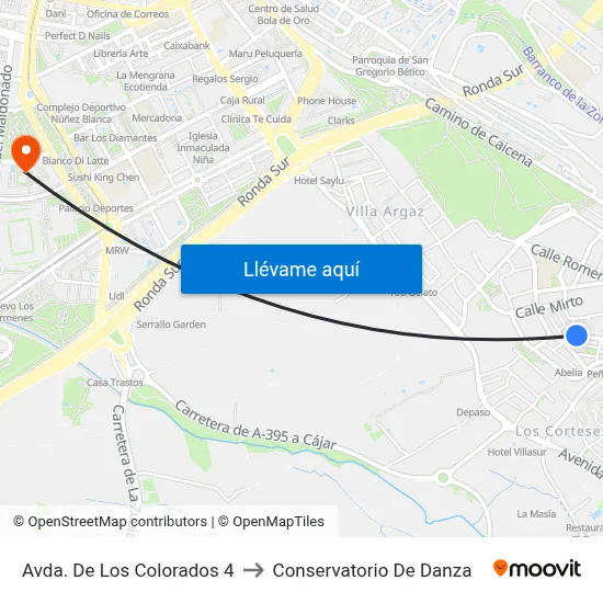 Avda. De Los Colorados 4 to Conservatorio De Danza map