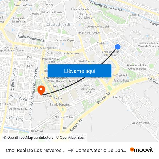 Cno. Real De Los Neveros 1 to Conservatorio De Danza map