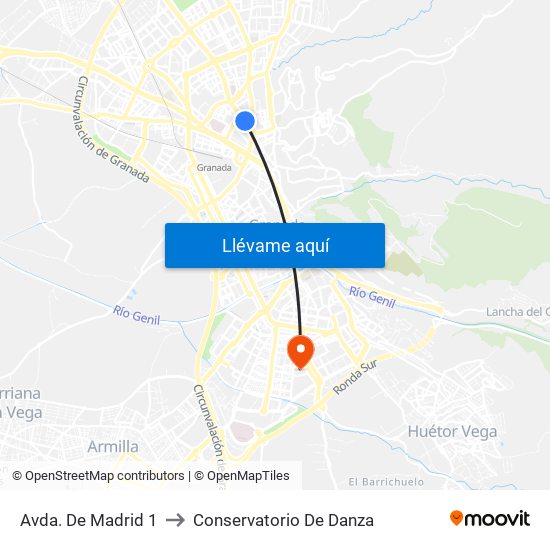 Avda. De Madrid 1 to Conservatorio De Danza map