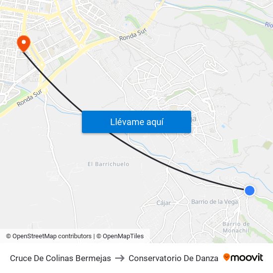 Cruce De Colinas Bermejas to Conservatorio De Danza map