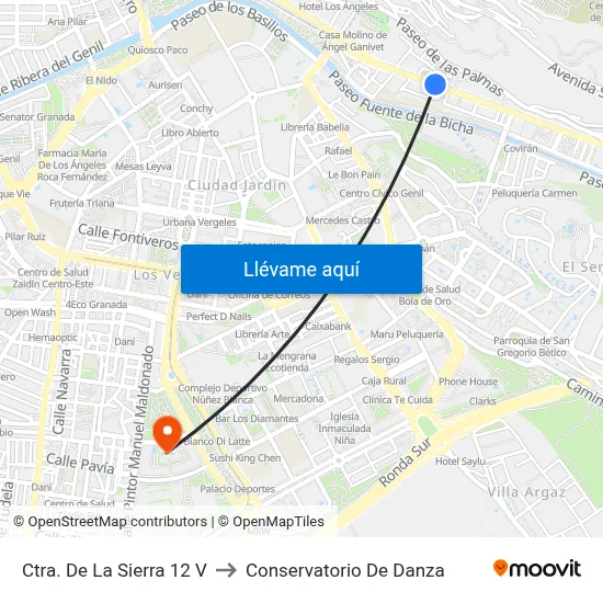 Ctra. De La Sierra 12 V to Conservatorio De Danza map