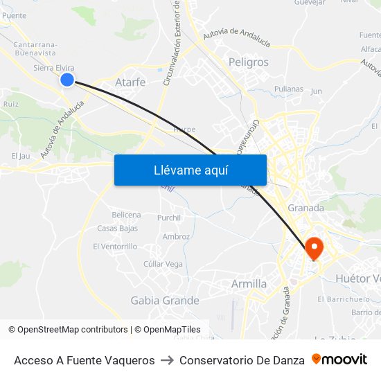 Acceso A Fuente Vaqueros to Conservatorio De Danza map